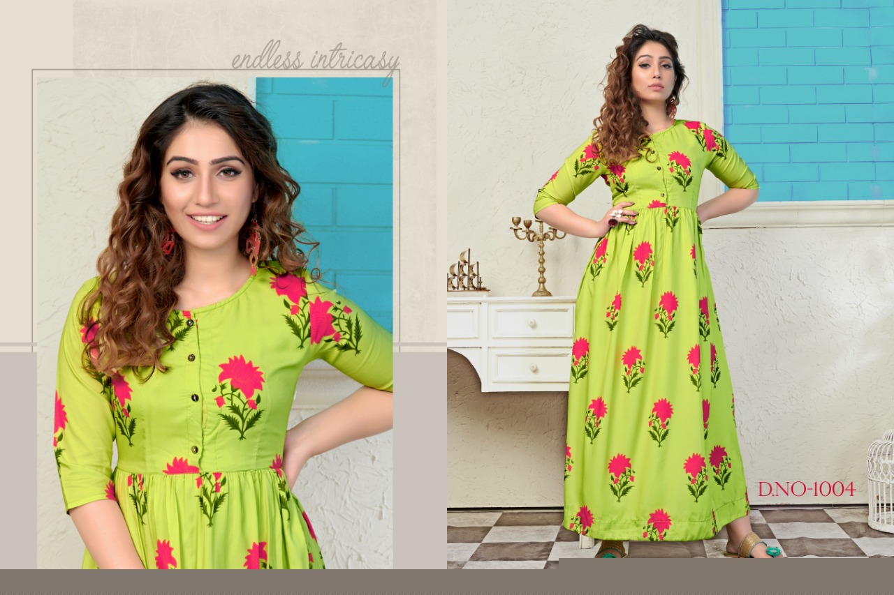 Shayka Vol-1 By Tejavee 1001 To 1006 Series Beautiful Stylish Fancy Colorful Casual Wear & Ethnic Wear & Ready To Wear Heavy Muslin Digital Printed Gowns At Wholesale Price