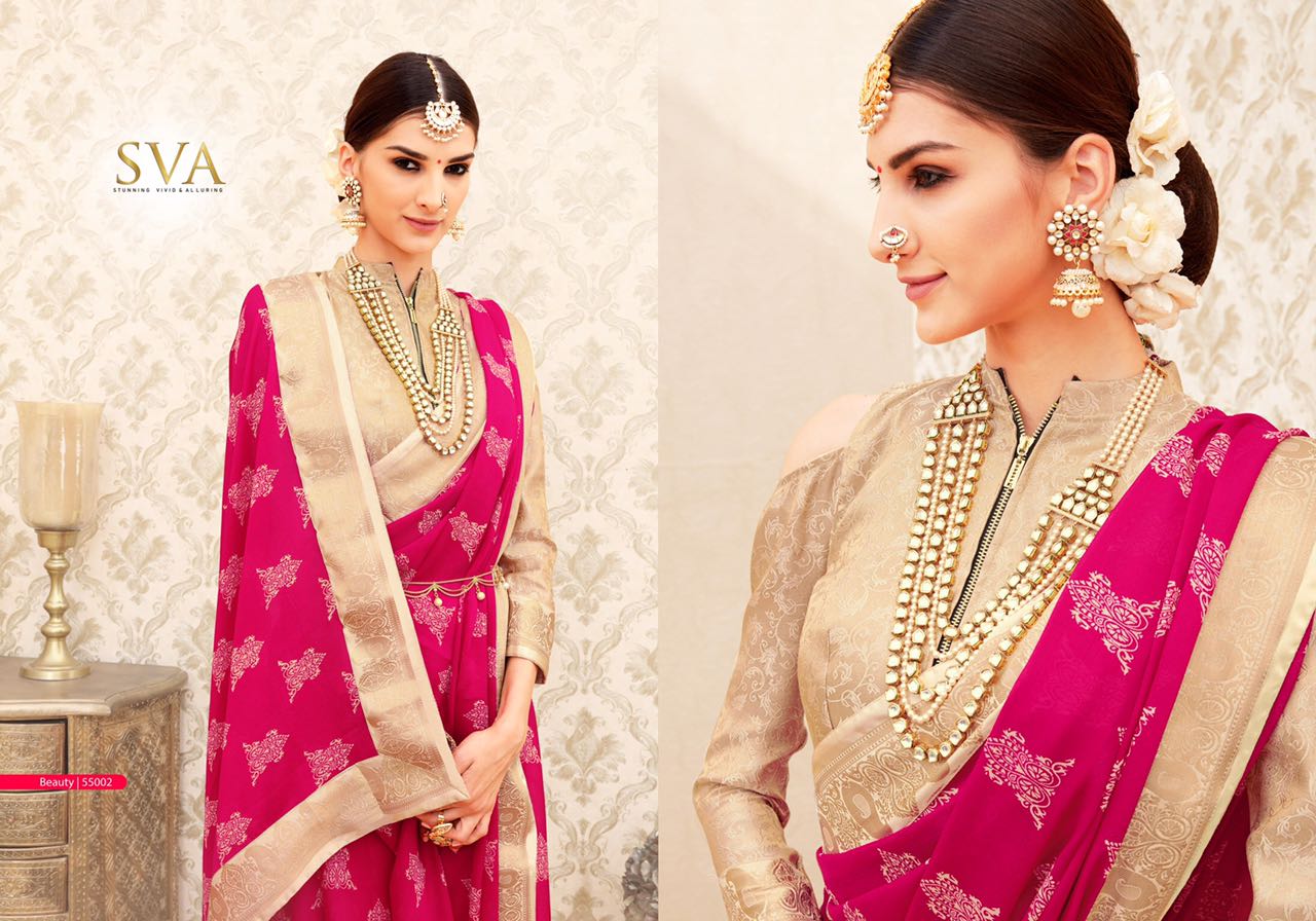 She Vol-4 By Sva 55001 To 55006 Series Designer Beautiful Traditional Wear Collection Colorful Stylish Fancy Party Wear & Occasional Wear Pure Heavy Chiffon Sarees At Wholesale Price