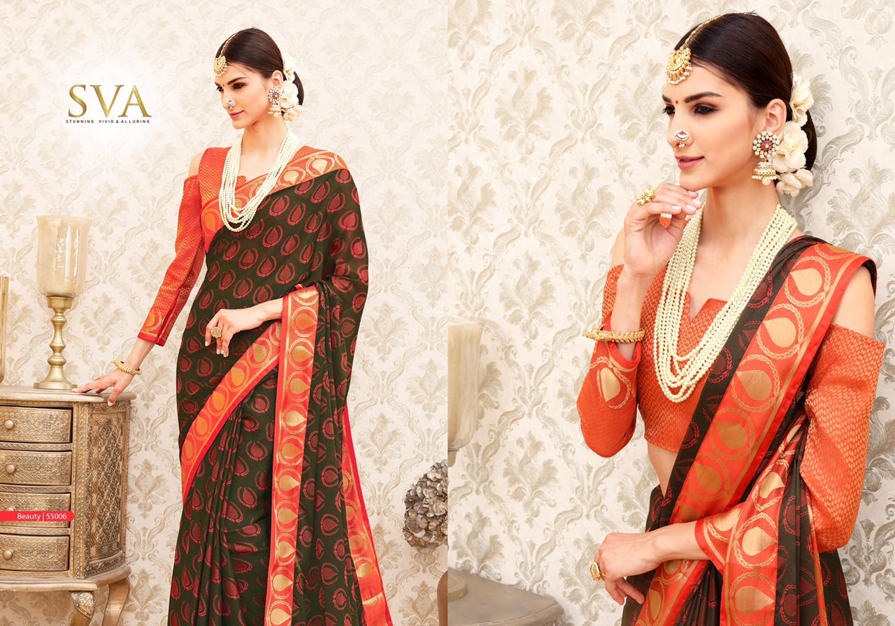 She Vol-4 By Sva 55001 To 55006 Series Designer Beautiful Traditional Wear Collection Colorful Stylish Fancy Party Wear & Occasional Wear Pure Heavy Chiffon Sarees At Wholesale Price