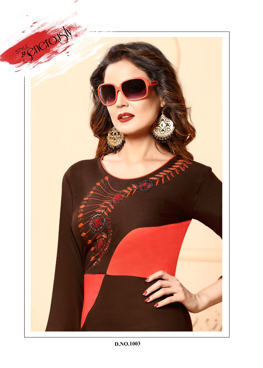 Shehnai By Play Store 1001 To 1008 Series Beautiful Stylish Colorful Fancy Casual Wear & Ethnic Wear & Ready To Wear Rayon Printed Kurtis At Wholesale Price
