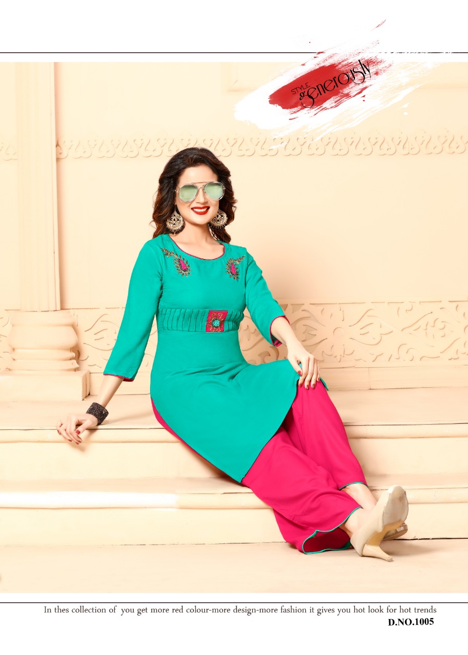 Shehnai By Play Store 1001 To 1008 Series Beautiful Stylish Colorful Fancy Casual Wear & Ethnic Wear & Ready To Wear Rayon Printed Kurtis At Wholesale Price