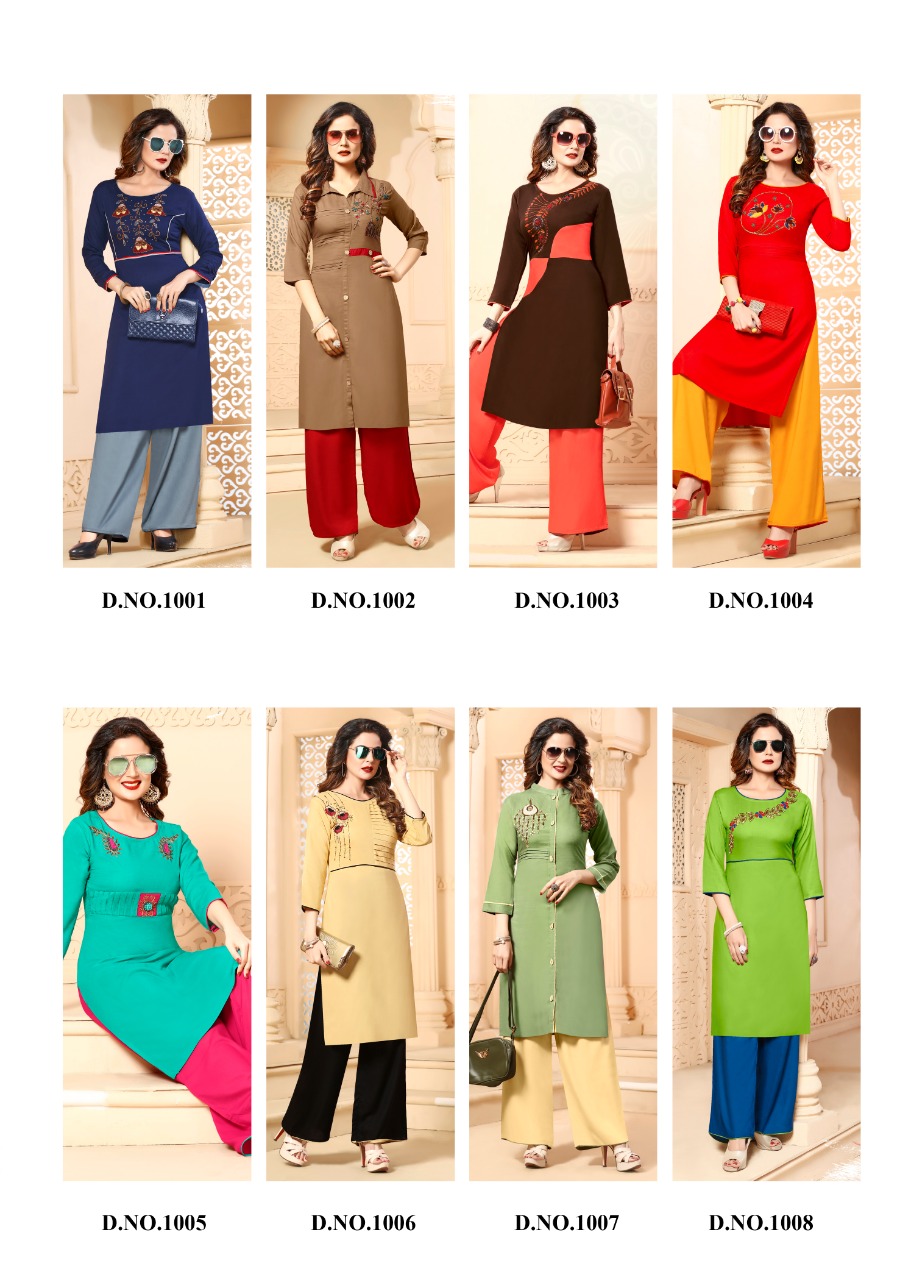 Shehnai By Play Store 1001 To 1008 Series Beautiful Stylish Colorful Fancy Casual Wear & Ethnic Wear & Ready To Wear Rayon Printed Kurtis At Wholesale Price