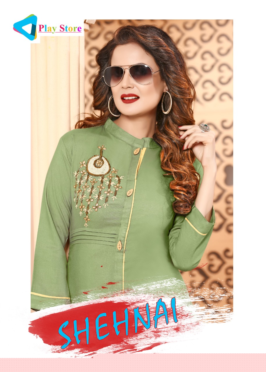 Shehnai By Play Store 1001 To 1008 Series Beautiful Stylish Colorful Fancy Casual Wear & Ethnic Wear & Ready To Wear Rayon Printed Kurtis At Wholesale Price