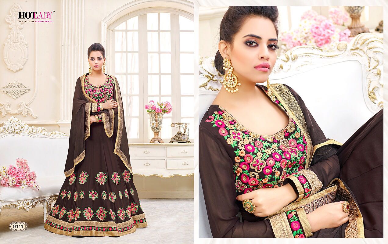 Shemaya Nx By Hot Lady Sc Designer Anarkali Collection Suits Beautiful Stylish Fancy Colorful Party Wear & Occasional Wear Chiffon/ Georgette Dresses At Wholesale Price