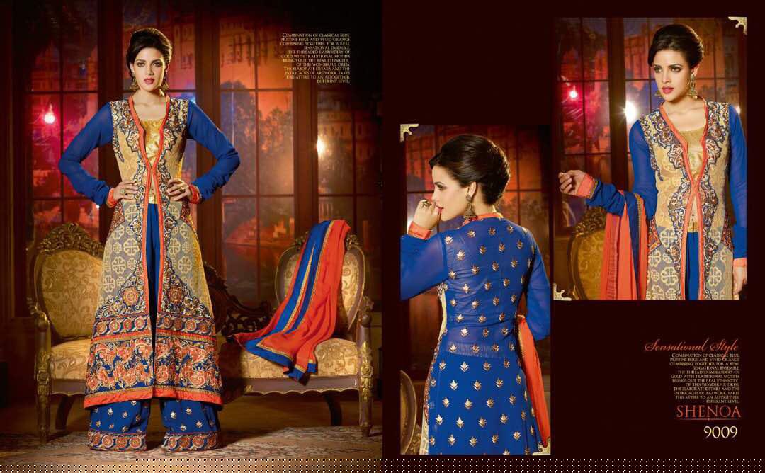 (sale)-shenoa By Shenoa Designer Beautiful Colorful Indian Wedding Collection Occasional Wear & Party Wear Faux Georgette Dresses At Wholesale Price