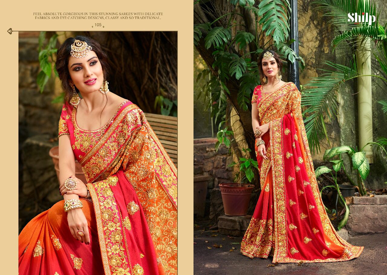 Shilp 101 Series By Shilp Sarees 101 To 112 Series Designer Wedding Collection Beautiful Traditional Wear Colorful Stylish Fancy Party Wear & Occasional Wear Silk Embroidered Sarees At Wholesale Price