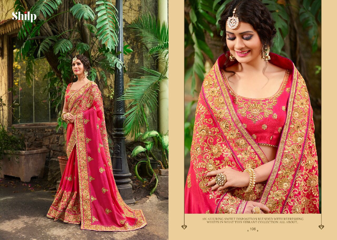 Shilp 101 Series By Shilp Sarees 101 To 112 Series Designer Wedding Collection Beautiful Traditional Wear Colorful Stylish Fancy Party Wear & Occasional Wear Silk Embroidered Sarees At Wholesale Price