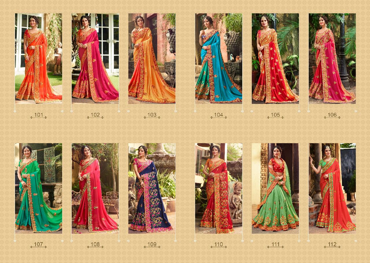 Shilp 101 Series By Shilp Sarees 101 To 112 Series Designer Wedding Collection Beautiful Traditional Wear Colorful Stylish Fancy Party Wear & Occasional Wear Silk Embroidered Sarees At Wholesale Price