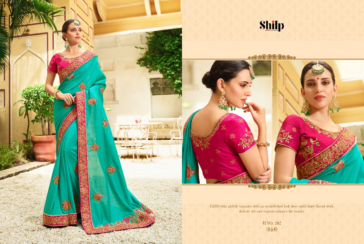 Shilp 201 Series By Shilp Sarees 201 To 215 Series Designer Wedding Collection Beautiful Traditional Wear Colorful Stylish Fancy Party Wear & Occasional Wear Silk Embroidered Sarees At Wholesale Price