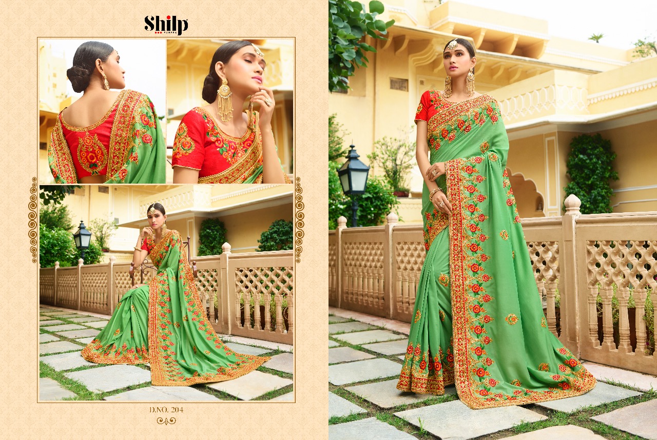 Shilp 201 Series By Shilp Sarees 201 To 215 Series Designer Wedding Collection Beautiful Traditional Wear Colorful Stylish Fancy Party Wear & Occasional Wear Silk Embroidered Sarees At Wholesale Price