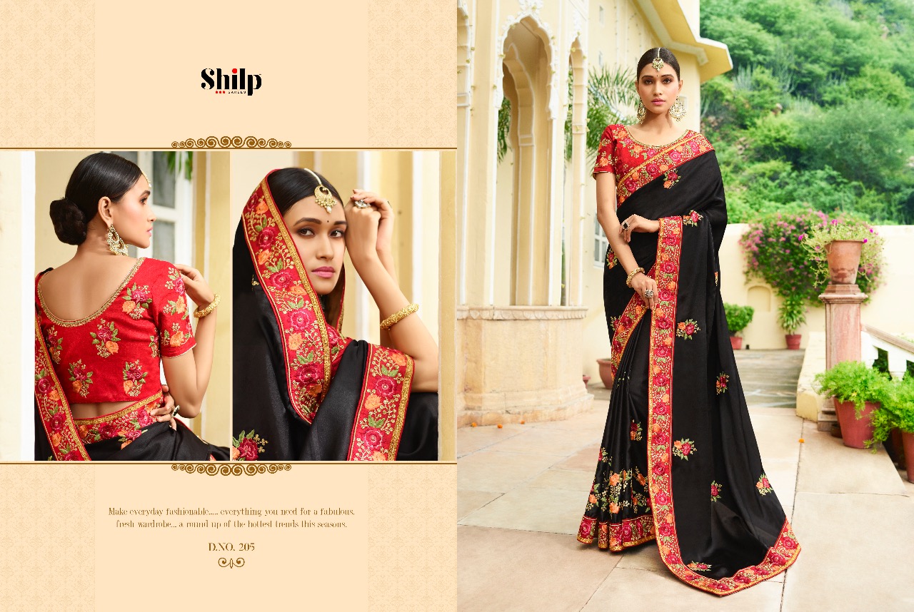 Shilp 201 Series By Shilp Sarees 201 To 215 Series Designer Wedding Collection Beautiful Traditional Wear Colorful Stylish Fancy Party Wear & Occasional Wear Silk Embroidered Sarees At Wholesale Price