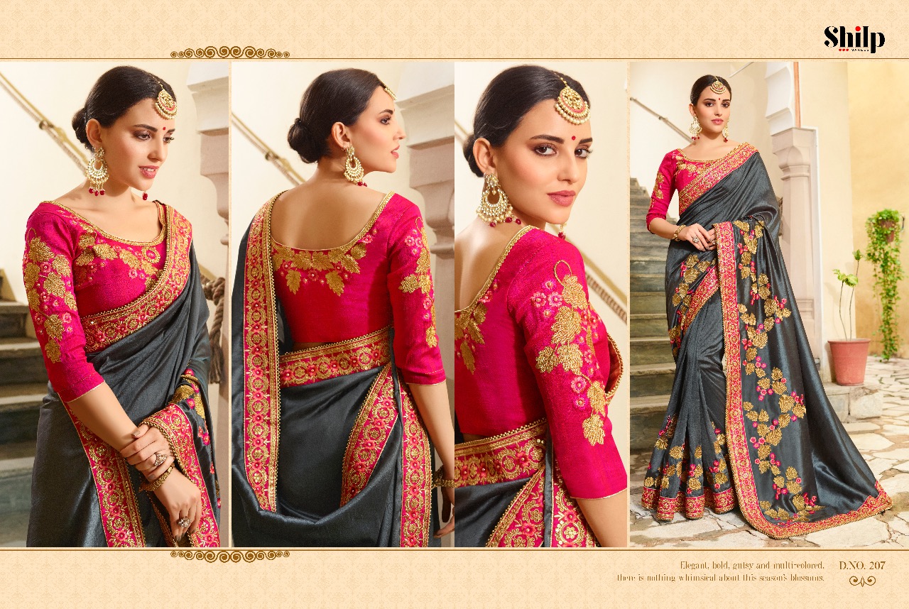 Shilp 201 Series By Shilp Sarees 201 To 215 Series Designer Wedding Collection Beautiful Traditional Wear Colorful Stylish Fancy Party Wear & Occasional Wear Silk Embroidered Sarees At Wholesale Price