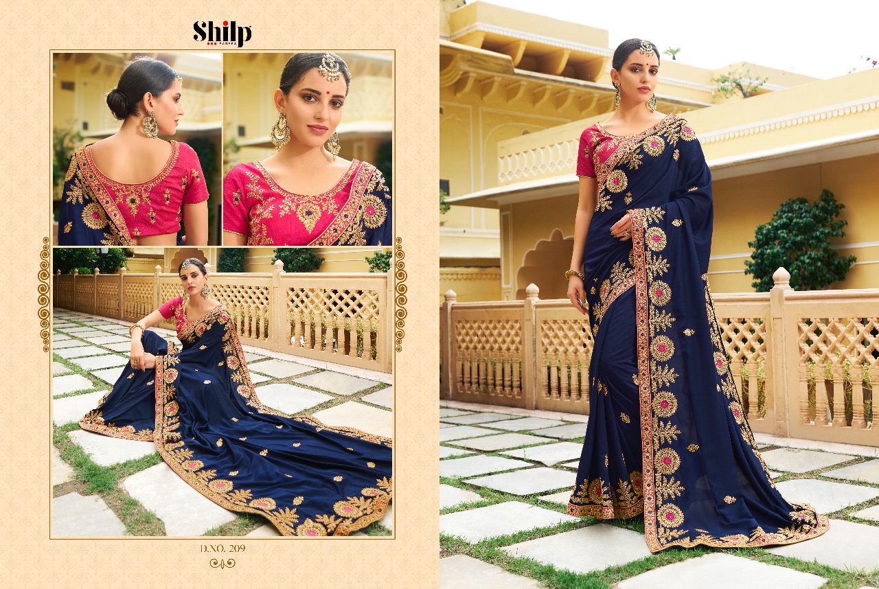 Shilp 201 Series By Shilp Sarees 201 To 215 Series Designer Wedding Collection Beautiful Traditional Wear Colorful Stylish Fancy Party Wear & Occasional Wear Silk Embroidered Sarees At Wholesale Price