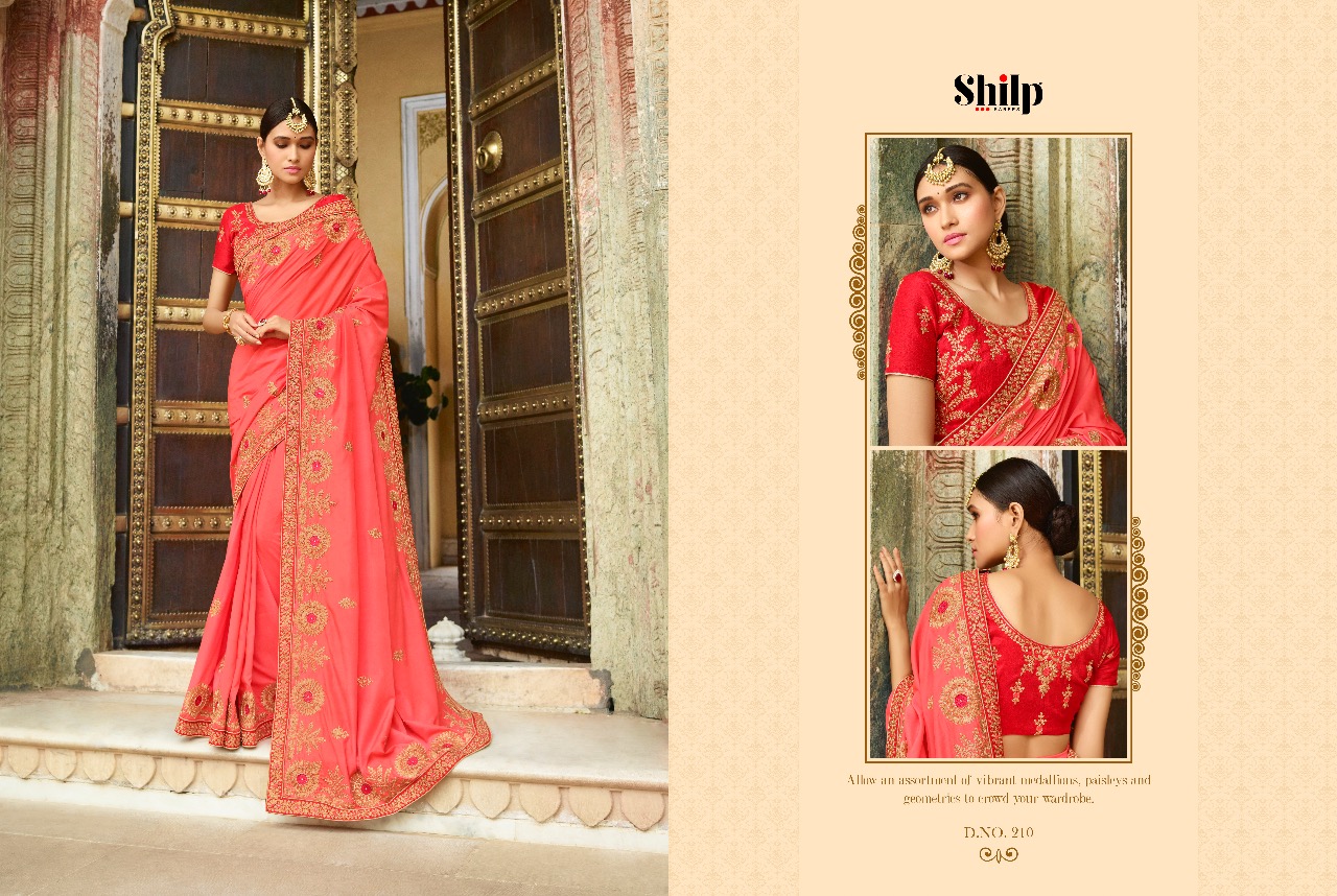 Shilp 201 Series By Shilp Sarees 201 To 215 Series Designer Wedding Collection Beautiful Traditional Wear Colorful Stylish Fancy Party Wear & Occasional Wear Silk Embroidered Sarees At Wholesale Price