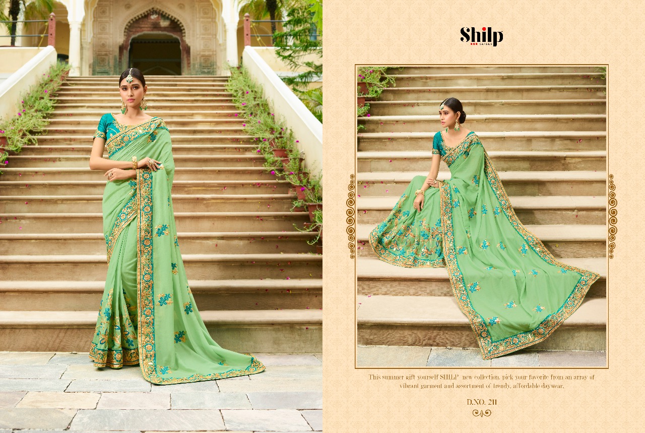Shilp 201 Series By Shilp Sarees 201 To 215 Series Designer Wedding Collection Beautiful Traditional Wear Colorful Stylish Fancy Party Wear & Occasional Wear Silk Embroidered Sarees At Wholesale Price