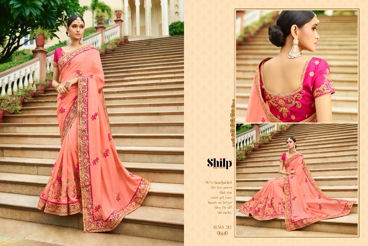 Shilp 201 Series By Shilp Sarees 201 To 215 Series Designer Wedding Collection Beautiful Traditional Wear Colorful Stylish Fancy Party Wear & Occasional Wear Silk Embroidered Sarees At Wholesale Price