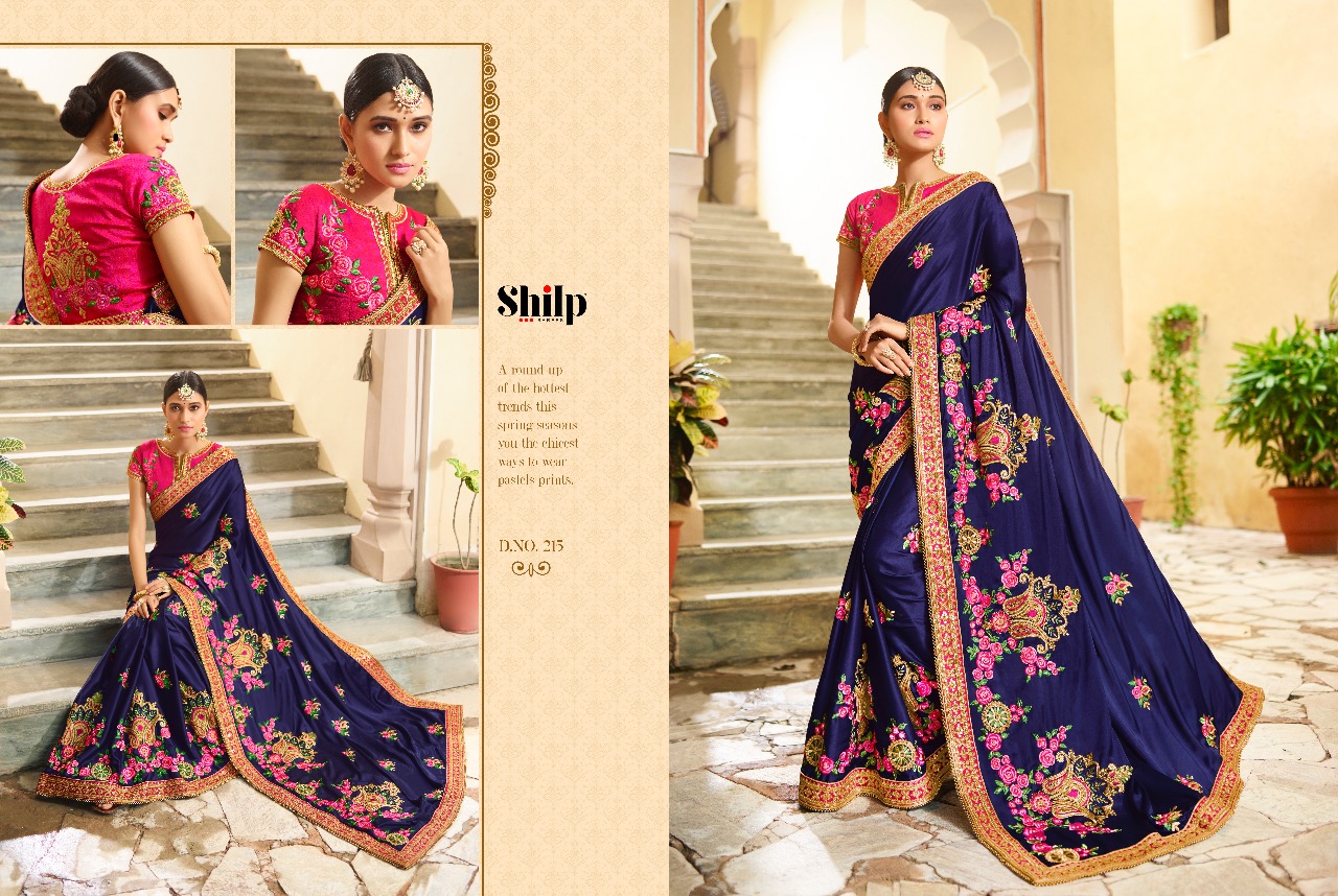 Shilp 201 Series By Shilp Sarees 201 To 215 Series Designer Wedding Collection Beautiful Traditional Wear Colorful Stylish Fancy Party Wear & Occasional Wear Silk Embroidered Sarees At Wholesale Price