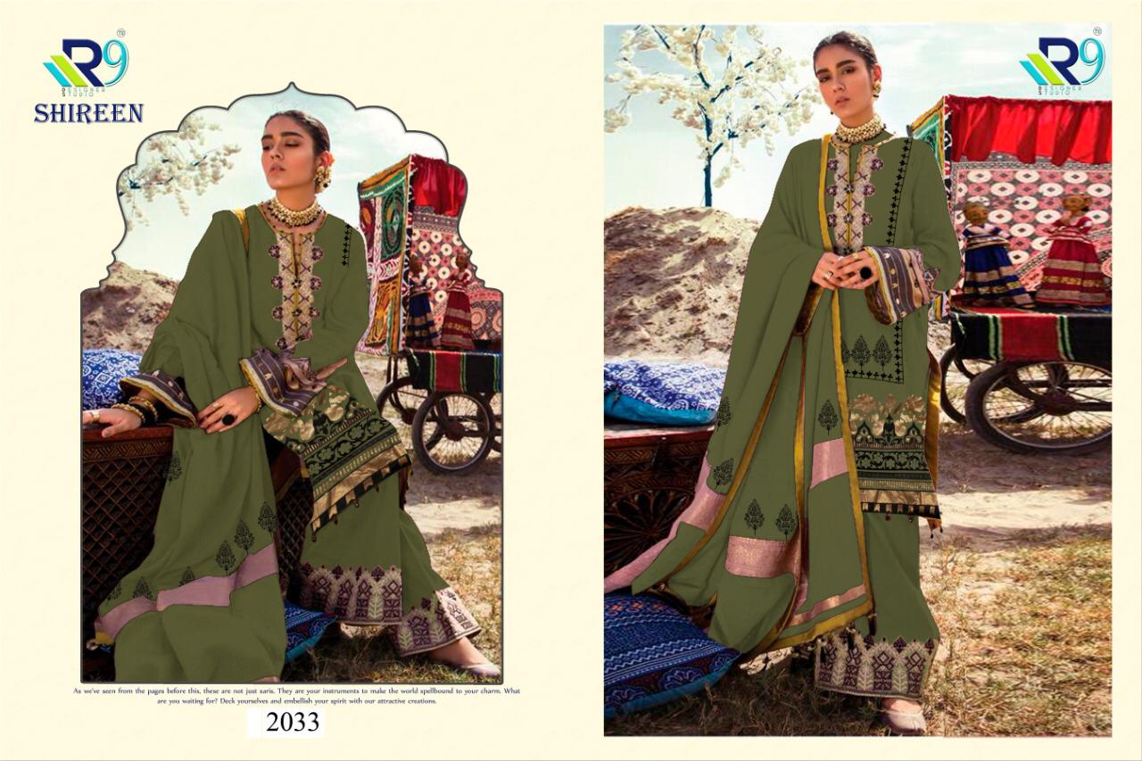 Shireen By R9 2029 To 2033 Series Beautiful Pakistani Suits Colorful Stylish Fancy Casual Wear & Ethnic Wear Satin Cotton Print With Embroidery Dresses At Wholesale Price