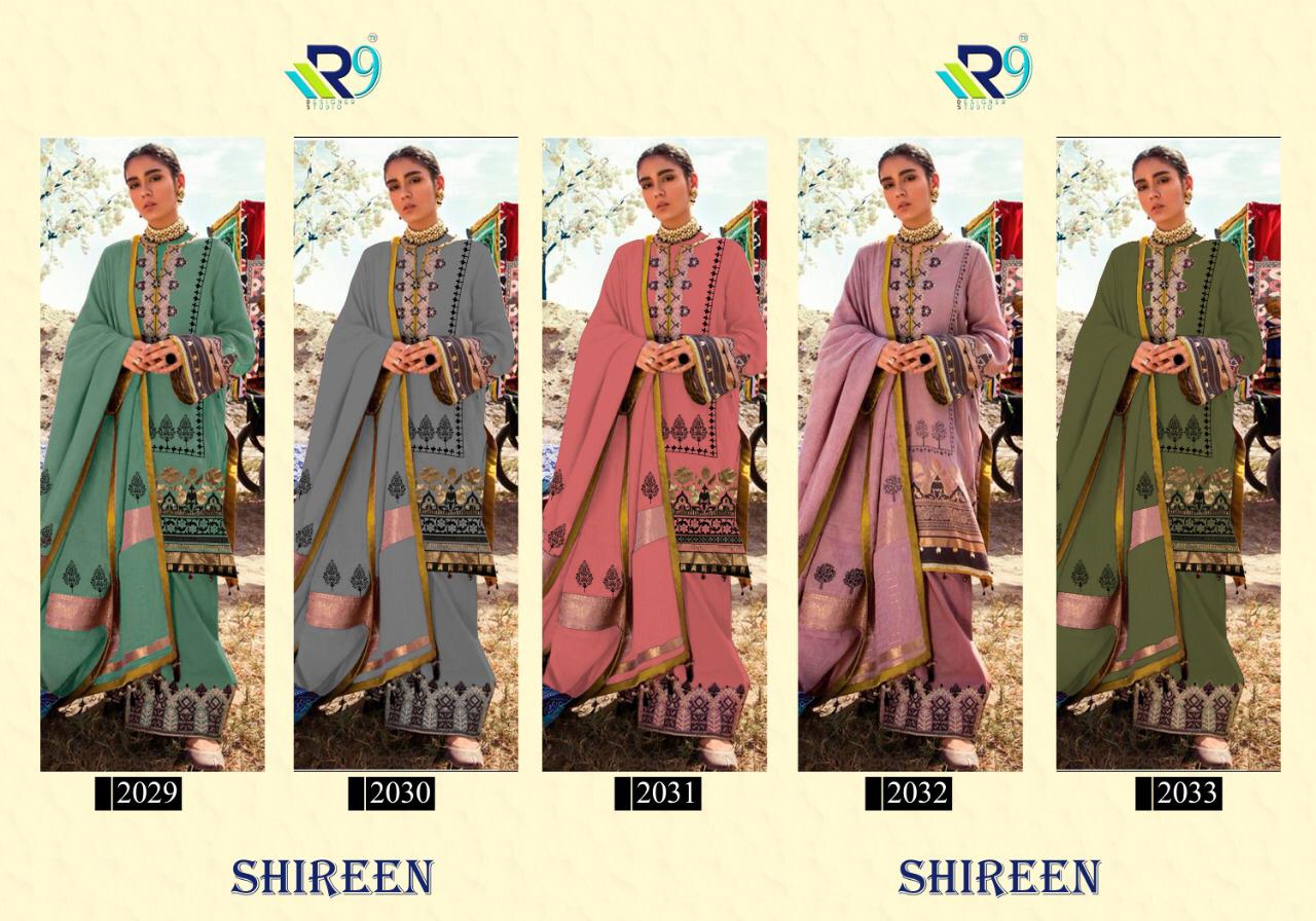 Shireen By R9 2029 To 2033 Series Beautiful Pakistani Suits Colorful Stylish Fancy Casual Wear & Ethnic Wear Satin Cotton Print With Embroidery Dresses At Wholesale Price