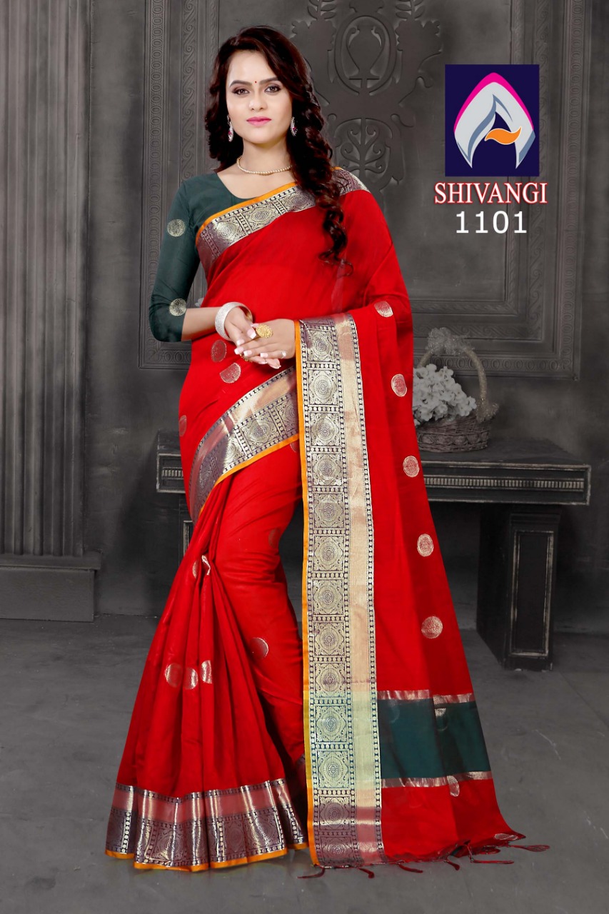 Shivangi By Aanchal Creation 1101 To 1108 Series Indian Traditional Wear Collection Beautiful Stylish Fancy Colorful Party Wear & Occasional Wear Chanderi With Jacquard Butti Sarees At Wholesale Price