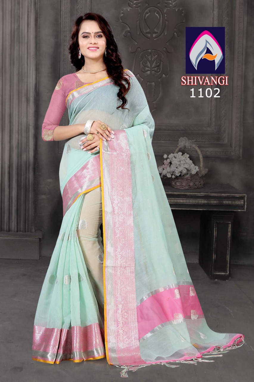 Shivangi By Aanchal Creation 1101 To 1108 Series Indian Traditional Wear Collection Beautiful Stylish Fancy Colorful Party Wear & Occasional Wear Chanderi With Jacquard Butti Sarees At Wholesale Price