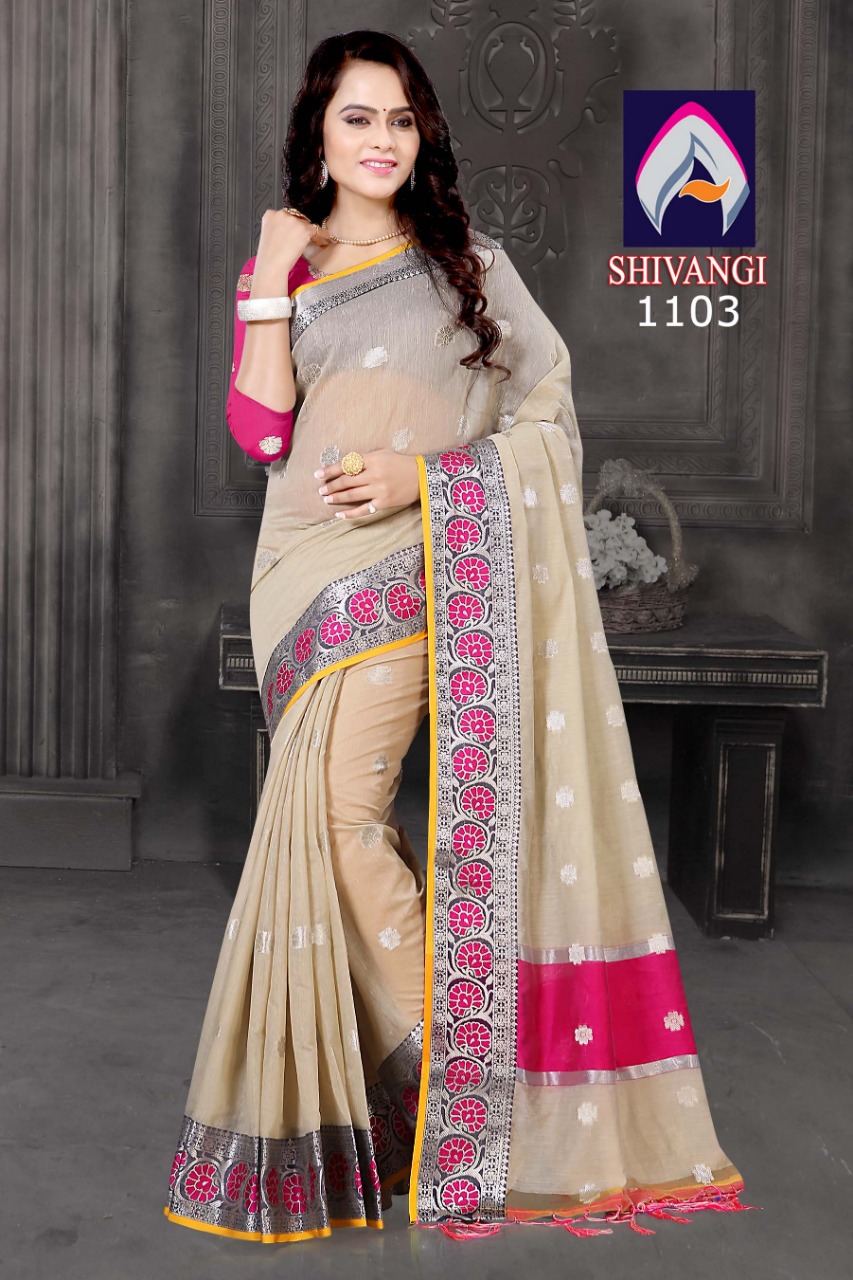 Shivangi By Aanchal Creation 1101 To 1108 Series Indian Traditional Wear Collection Beautiful Stylish Fancy Colorful Party Wear & Occasional Wear Chanderi With Jacquard Butti Sarees At Wholesale Price