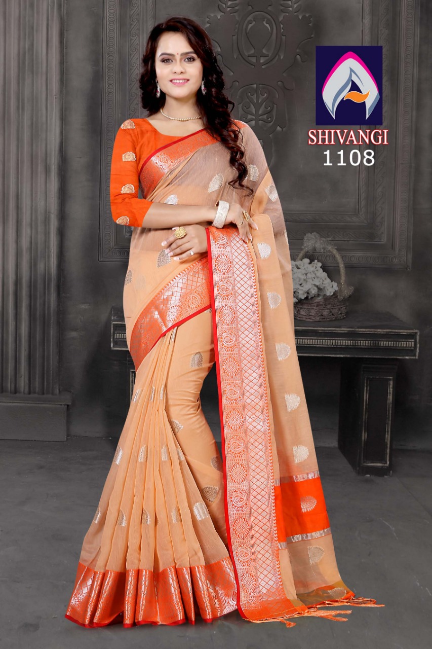 Shivangi By Aanchal Creation 1101 To 1108 Series Indian Traditional Wear Collection Beautiful Stylish Fancy Colorful Party Wear & Occasional Wear Chanderi With Jacquard Butti Sarees At Wholesale Price