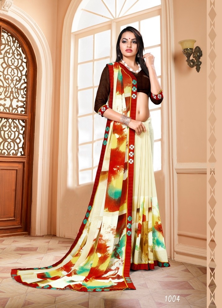 Shivani By Hanuman Prints 1001 To 1008 Series Indian Traditional Wear Collection Beautiful Stylish Fancy Colorful Party Wear & Occasional Wear Pure Weightless Printed Sarees At Wholesale Price