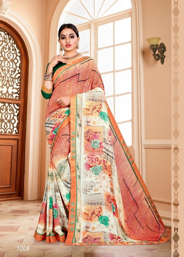 Shivani By Hanuman Prints 1001 To 1008 Series Indian Traditional Wear Collection Beautiful Stylish Fancy Colorful Party Wear & Occasional Wear Pure Weightless Printed Sarees At Wholesale Price