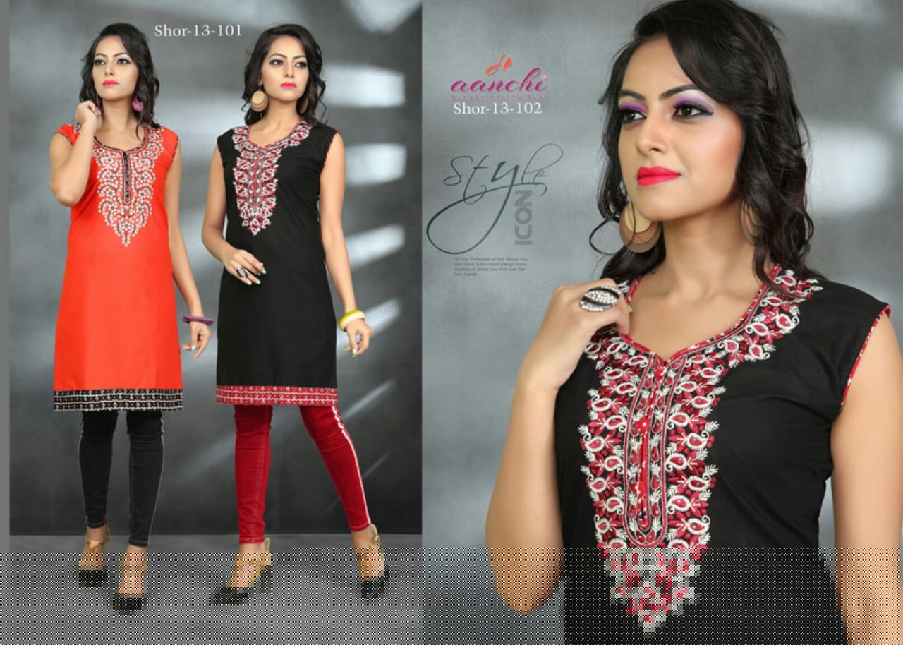Shor Vol-13 By Aanchi 101 To 110 Series Beautiful Colorful Stylish Fancy Casual Wear & Ethnic Wear & Ready To Wear Cotton Embroidered Kurtis At Wholesale Price