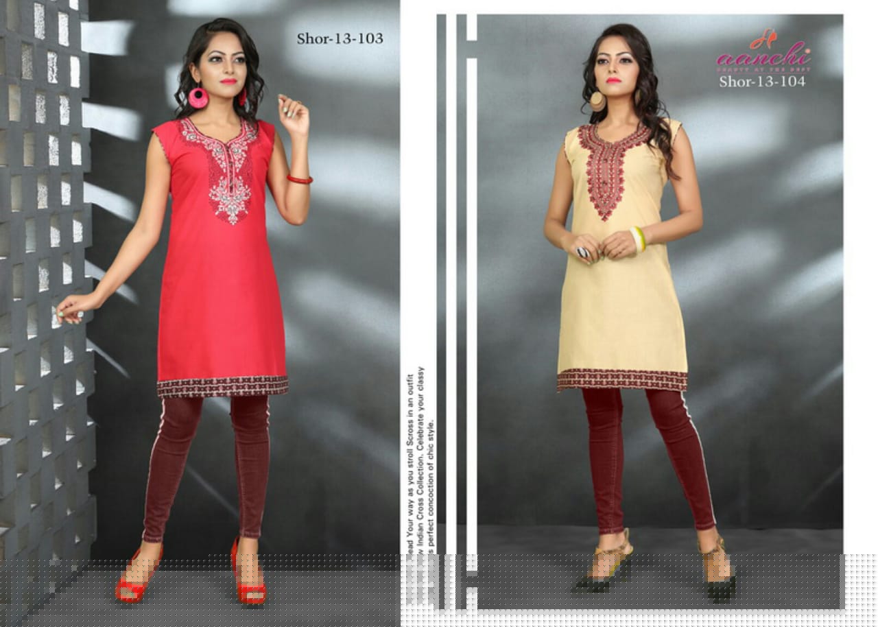 Shor Vol-13 By Aanchi 101 To 110 Series Beautiful Colorful Stylish Fancy Casual Wear & Ethnic Wear & Ready To Wear Cotton Embroidered Kurtis At Wholesale Price