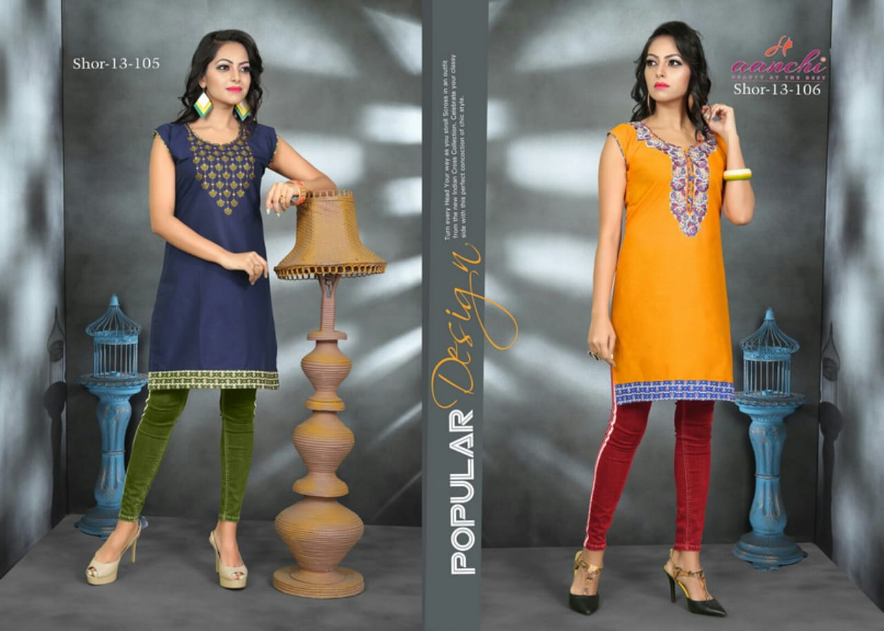 Shor Vol-13 By Aanchi 101 To 110 Series Beautiful Colorful Stylish Fancy Casual Wear & Ethnic Wear & Ready To Wear Cotton Embroidered Kurtis At Wholesale Price
