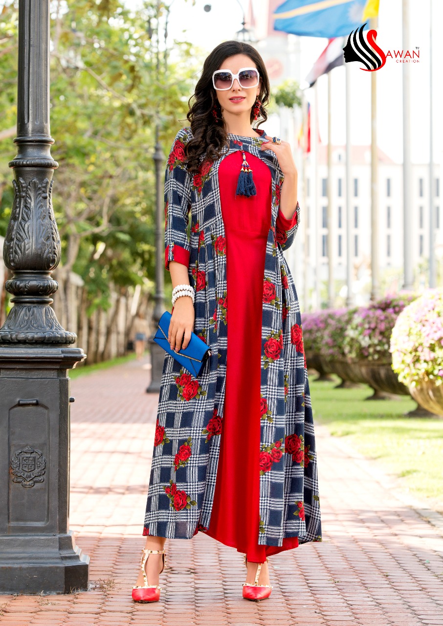 Shreya Vol-1 By Sawan Creation 1001 To 1010 Series Beautiful Colorful Stylish Fancy Casual Wear & Ethnic Wear & Ready To Wear Heavy Rayon Printed Kurtis At Wholesale Price