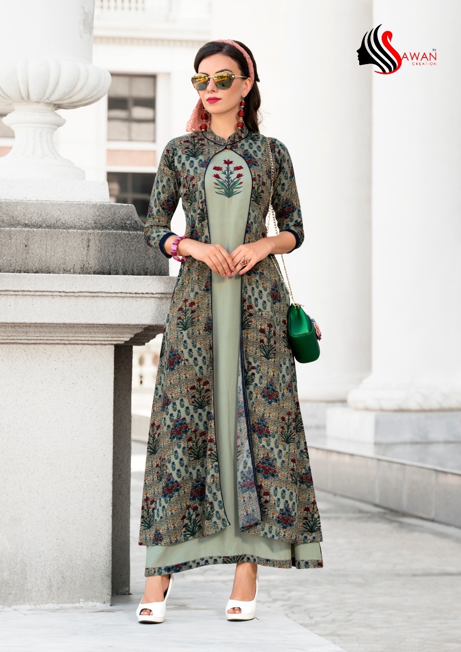 Shreya Vol-1 By Sawan Creation 1001 To 1010 Series Beautiful Colorful Stylish Fancy Casual Wear & Ethnic Wear & Ready To Wear Heavy Rayon Printed Kurtis At Wholesale Price