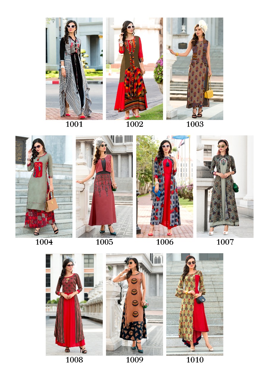 Shreya Vol-1 By Sawan Creation 1001 To 1010 Series Beautiful Colorful Stylish Fancy Casual Wear & Ethnic Wear & Ready To Wear Heavy Rayon Printed Kurtis At Wholesale Price