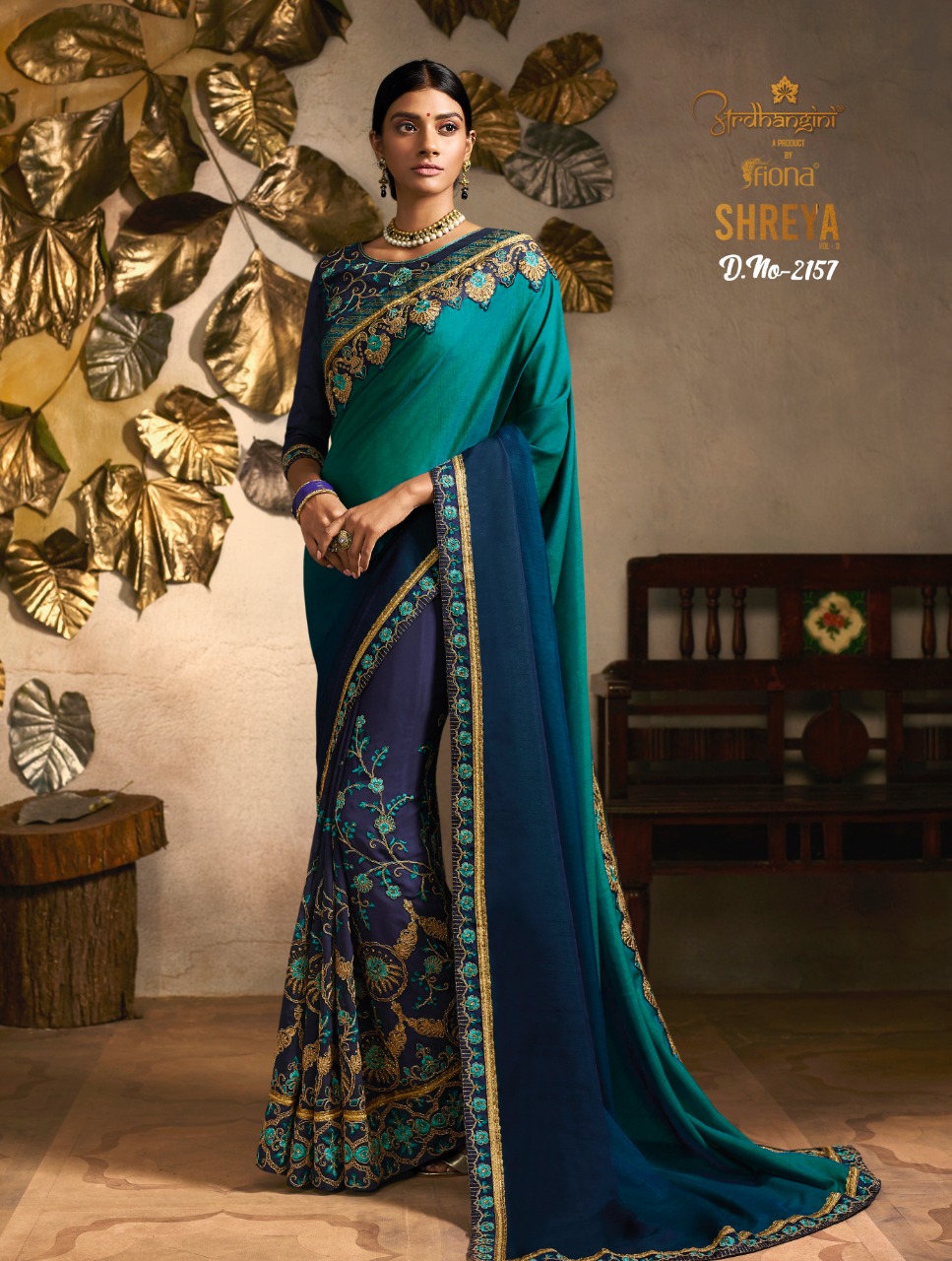 Shreya Vol-3 By Ardhangini 2151 To 2159 Series Indian Traditional Wear Collection Beautiful Stylish Fancy Colorful Party Wear & Occasional Wear Fancy Sarees At Wholesale Price