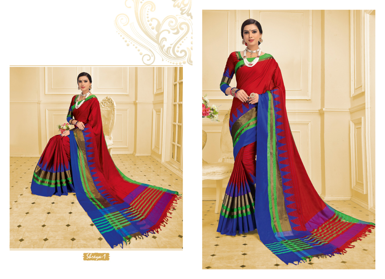 Shreya By St Namo 1 To 9 Series Indian Traditional Wear Beautiful Stylish Fancy Colorful Party Wear & Occasional Wear Silk Cotton Printed Sarees At Wholesale Price