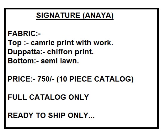 Signature By Anaya 9051 To 9060 Series Beautiful Collection Suits Stylish Fancy Colorful Casual Wear & Ethnic Wear Cambric Printed Dresses At Wholesale Price