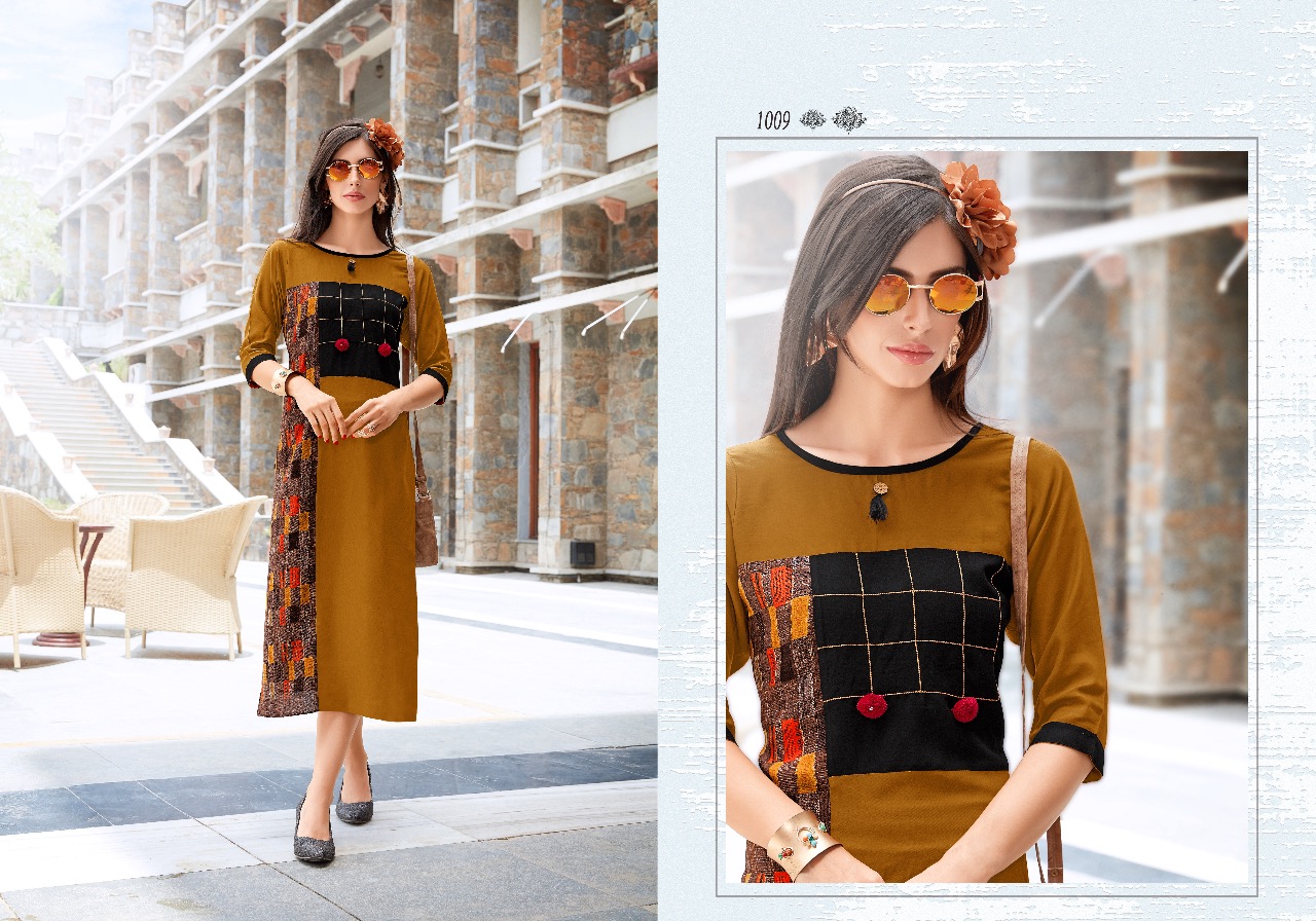 Signature By Sb Trendz 1009 To 1016 Series Beautiful Stylish Fancy Colorful Casual Wear & Ready To Wear & Ethnic Wear Heavy Rayon Printed Kurtis At Wholesale Price