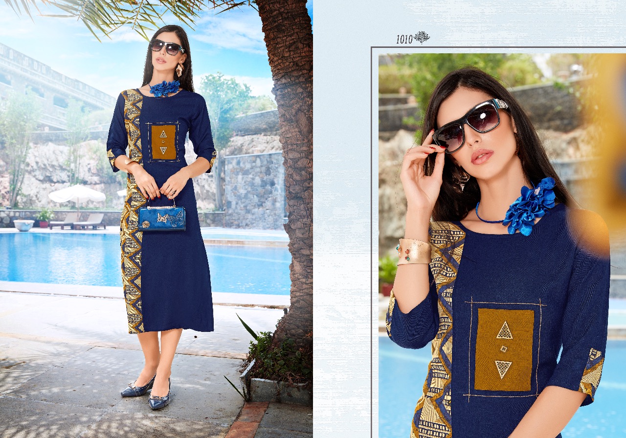 Signature By Sb Trendz 1009 To 1016 Series Beautiful Stylish Fancy Colorful Casual Wear & Ready To Wear & Ethnic Wear Heavy Rayon Printed Kurtis At Wholesale Price