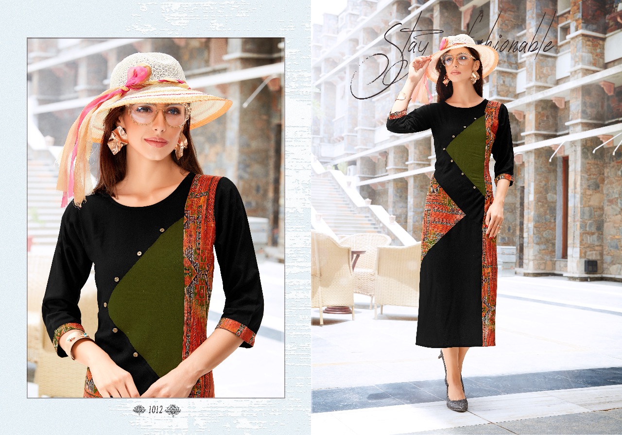 Signature By Sb Trendz 1009 To 1016 Series Beautiful Stylish Fancy Colorful Casual Wear & Ready To Wear & Ethnic Wear Heavy Rayon Printed Kurtis At Wholesale Price