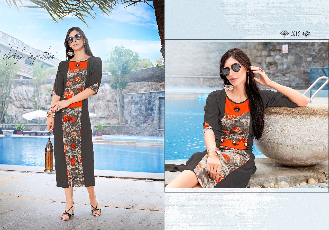 Signature By Sb Trendz 1009 To 1016 Series Beautiful Stylish Fancy Colorful Casual Wear & Ready To Wear & Ethnic Wear Heavy Rayon Printed Kurtis At Wholesale Price