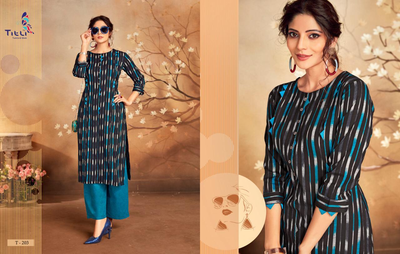 Signature By Titli T-202 To T-209 Series Beautiful Colorful Stylish Fancy Casual Wear & Ethnic Wear & Ready To Wear Cotton Linen Kurtis At Wholesale Price