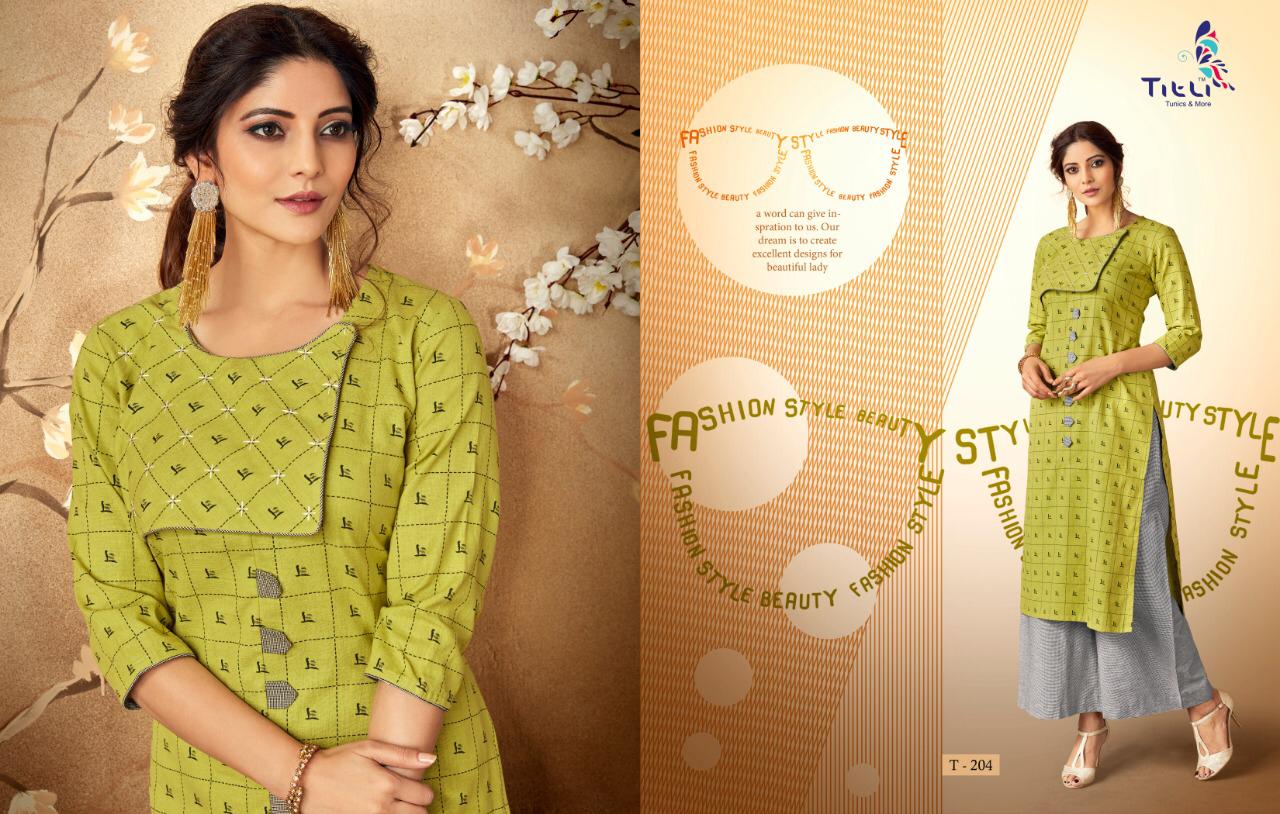 Signature By Titli T-202 To T-209 Series Beautiful Colorful Stylish Fancy Casual Wear & Ethnic Wear & Ready To Wear Cotton Linen Kurtis At Wholesale Price
