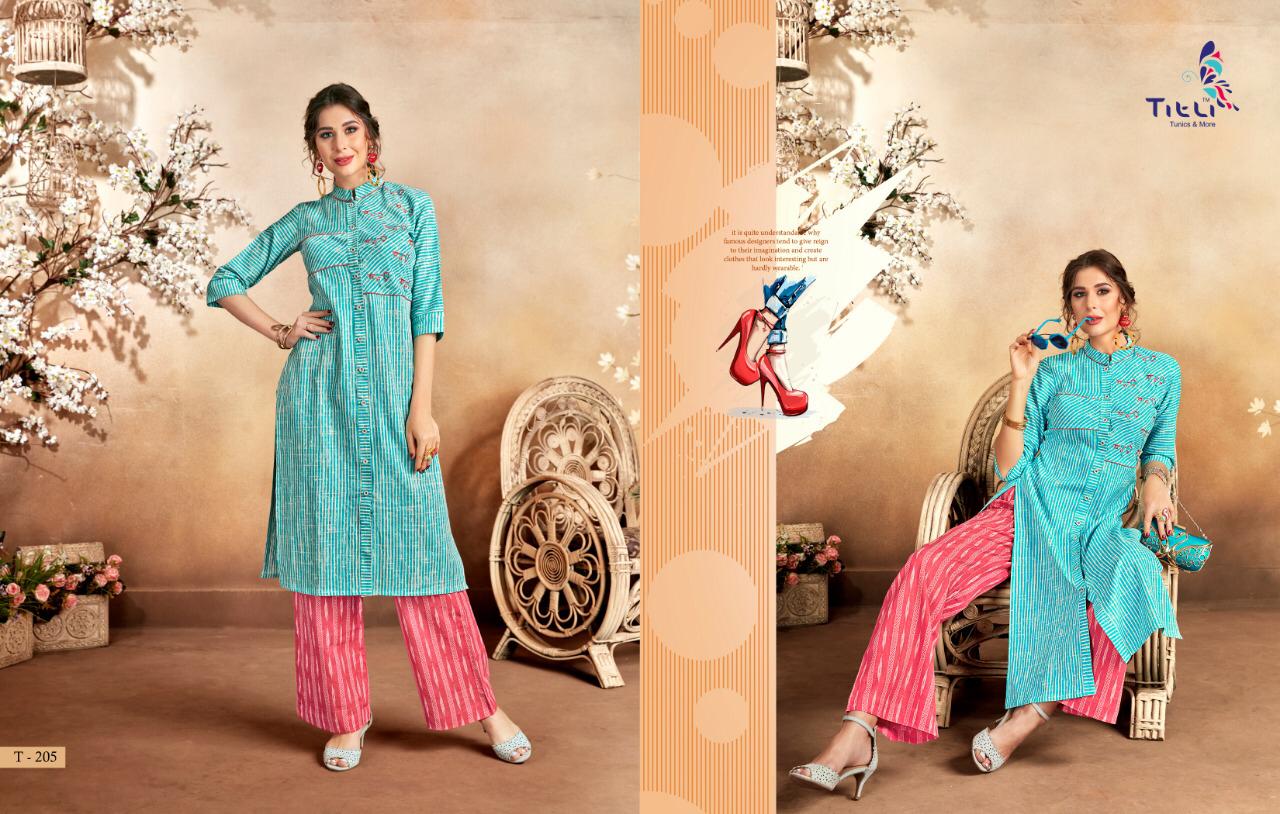 Signature By Titli T-202 To T-209 Series Beautiful Colorful Stylish Fancy Casual Wear & Ethnic Wear & Ready To Wear Cotton Linen Kurtis At Wholesale Price