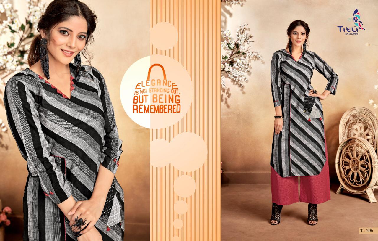 Signature By Titli T-202 To T-209 Series Beautiful Colorful Stylish Fancy Casual Wear & Ethnic Wear & Ready To Wear Cotton Linen Kurtis At Wholesale Price