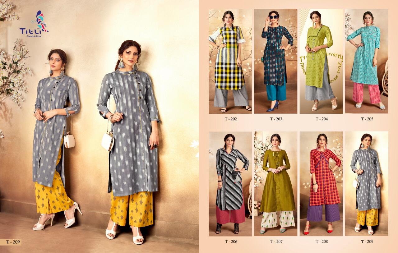 Signature By Titli T-202 To T-209 Series Beautiful Colorful Stylish Fancy Casual Wear & Ethnic Wear & Ready To Wear Cotton Linen Kurtis At Wholesale Price