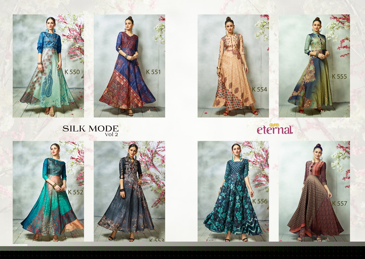 Silk Mode Vol-2 By Eternal 550 To 557 Series Beautiful Colorful Stylish Fancy Casual Wear & Ethnic Wear & Ready To Wear Manipuri Printed Kurtis At Wholesale Price