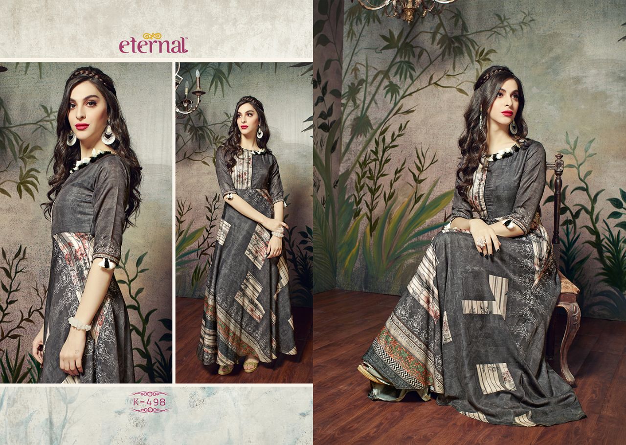 Silk Mode By Eternal 492 To 502 Series Designer Beautiful Stylish Fancy Colorful Party Wear & Ethnic Wear Manipuri Silk Printed Kurtis At Wholesale Price