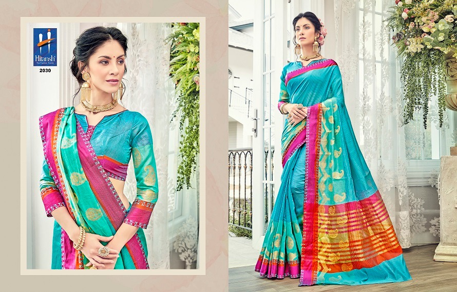 Silk Touch Vol-4 By Hitansh Fashion 2030 To 2040 Series Indian Traditional Wear Collection Beautiful Stylish Fancy Colorful Party Wear & Occasional Wear Cotton Silk Sarees At Wholesale Price